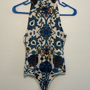 Free People Intimately Printed Mock Neck Bodysuit | Size S